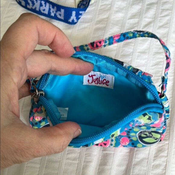 Justice Blue and Pink Clutch with Vibrant Pattern - Picture 5 of 11